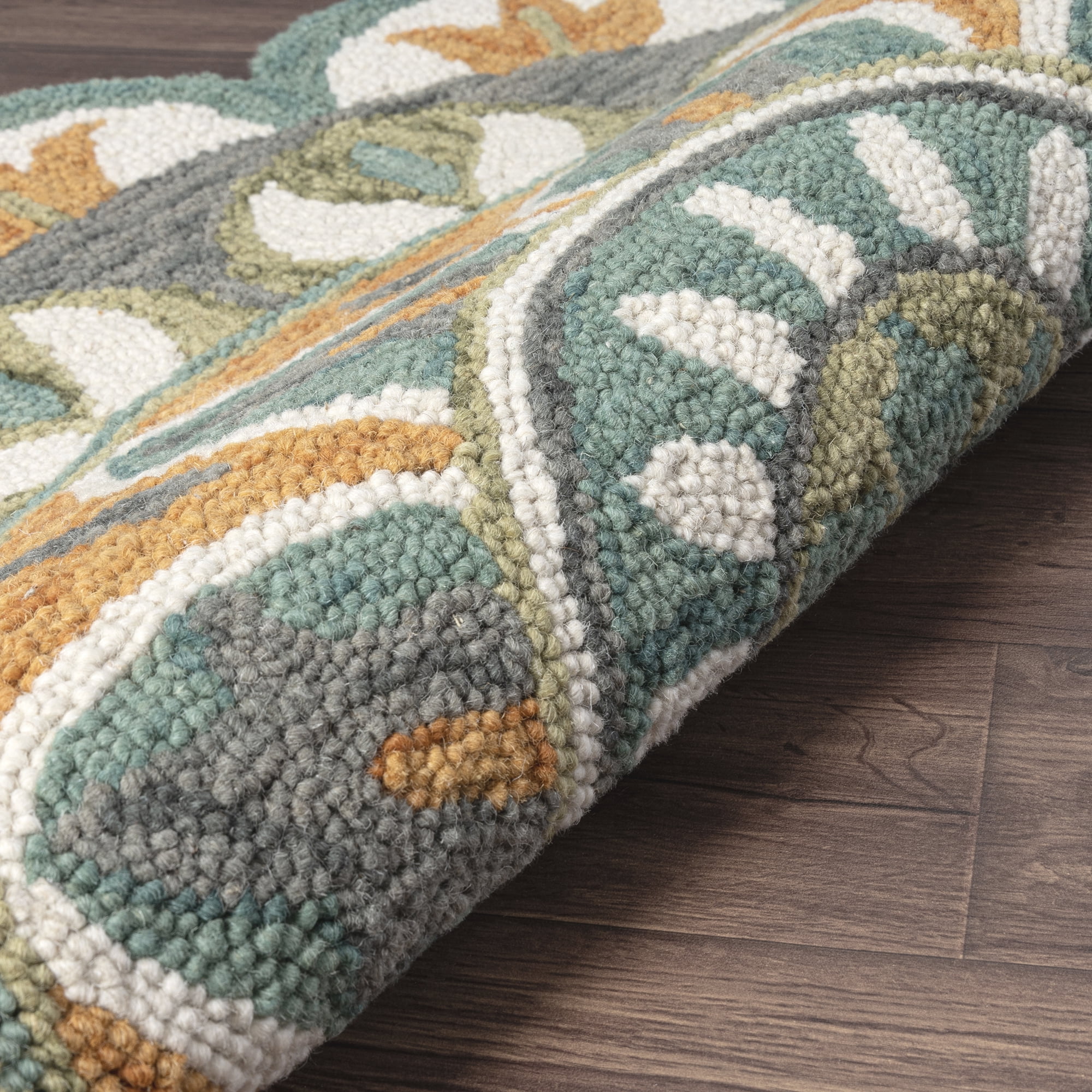 Ox Bay Enid 2'3" x 3'10" Rust /Teal Floral Medallion Indoor Hearth Area Rug