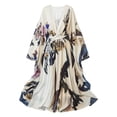 thumbnail image 5 of XIAONU Floral-Print Kimono-Style Maxi Robe for Women Wide-Sleeve Elegant Wrap-Front Bedtime Nightwear, 5 of 5