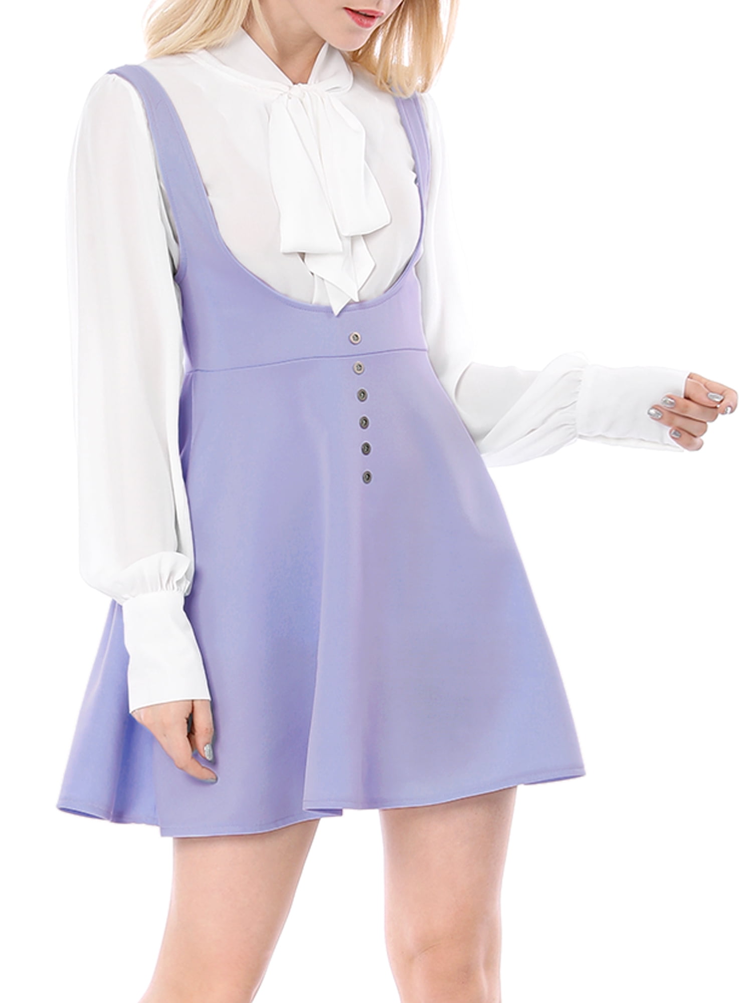 DARING DIVA Women's Above Knee Hem Suspender Skirt Dress XL Light Purple