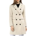 thumbnail image 1 of INSPIRE CHIC Women's Notched Lapel Collar Double Breasted Mid Length Overcoat, 1 of 7