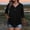 Black, variant on Womens Plus Size Basic Tops 3/4 Sleeve V Neck Button Down Henley Shirts Casual Summer Loose Tunics Tees