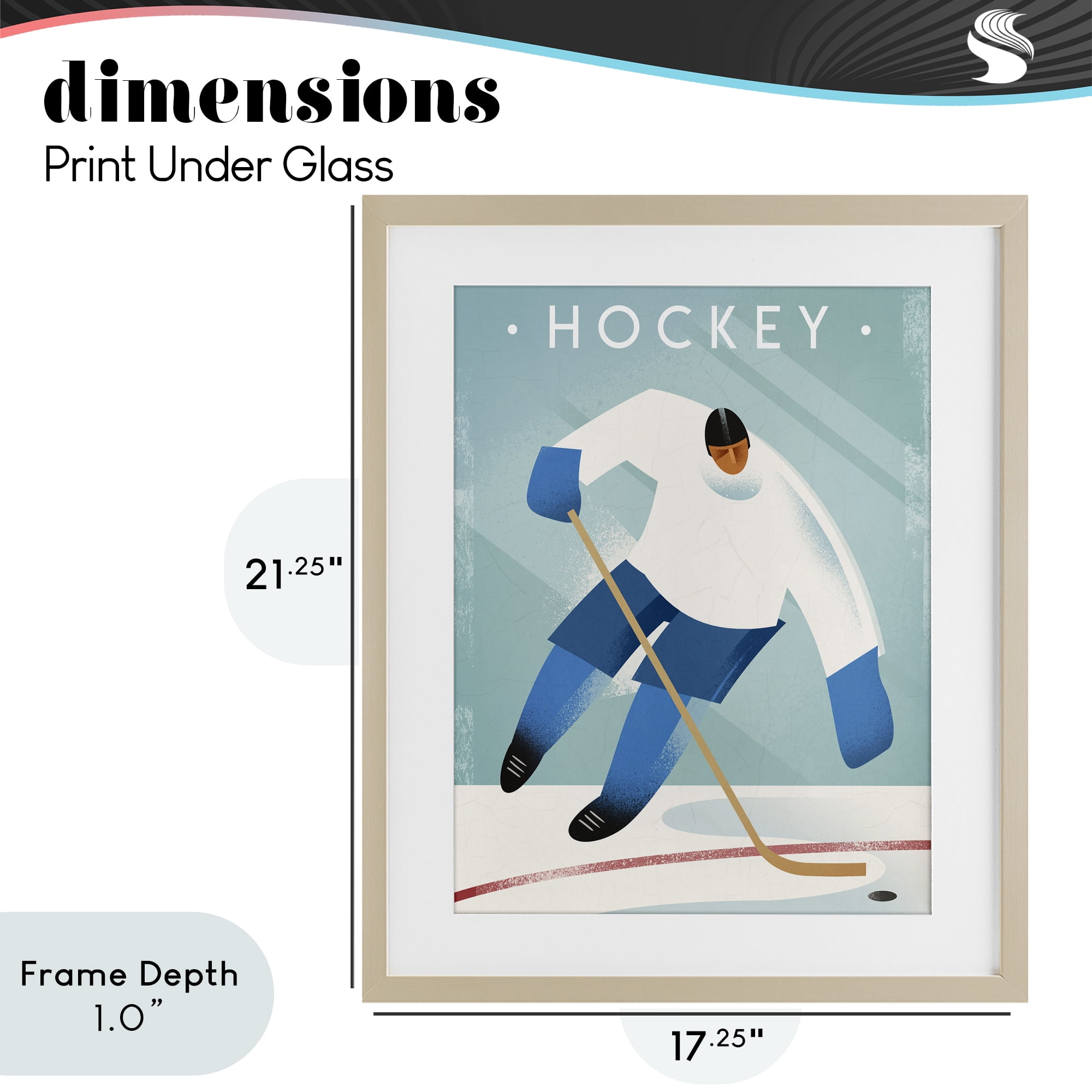 Stupell Industries Vintage Hockey Player Birch Framed Print Under Glass, design by Martin Wickstrom