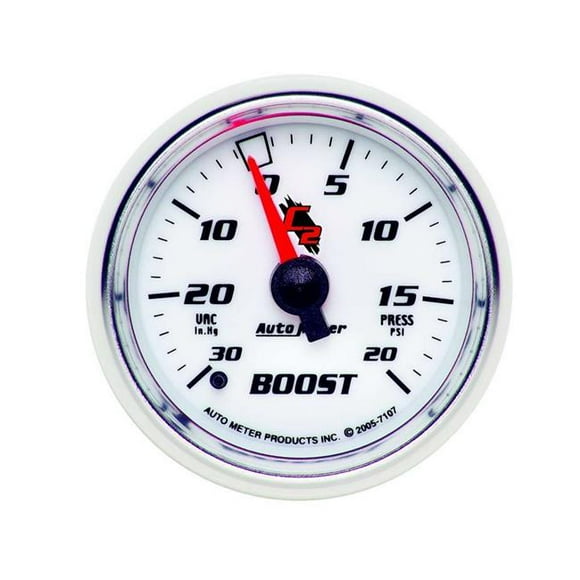 Auto Meter 7107 2.06 in. C2 Mechanical Boost & Vacuum Gauge - 30 in. HG & 20 PSI