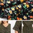 thumbnail image 5 of DARING DIVA Women's Plus Ditsy Floral V Neck Tie Front Ruffle Sleeve Blouse 1X Black, 5 of 6