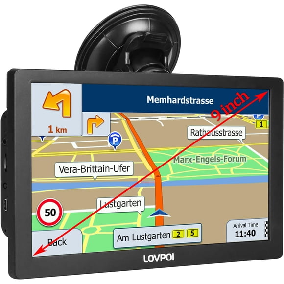 LOVPOI GPS Navigator for Car, Trucker Drivers Commercial 2025 Maps, 9 inch Navigation System for Semi Truck, Lifetime Map Updates, Spoken Driver Alerts