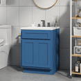 thumbnail image 3 of Vanity Art 24 Inch Double Shutter Door Bathroom Vanity Base Cabinet with Soft Closing Shaker Drawer, Strudy Floor Mount Storage Cabinet Organizer for Bedroom, Living Room, Kitchen, VA4024-BLUE, 3 of 9