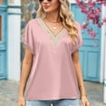 thumbnail image 3 of SWSMCLT Women's V Neck T Shirt Sexy Shirt Summer Batwing Sleeve Work Thin Soft Fashion Loose Spandex Tee Pink XX-Large, 3 of 4