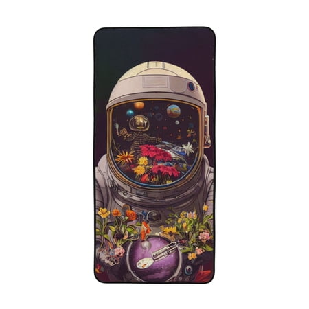 LNWH Bath Towel, Astronaut Universe Planting Pattern Absorbent Coral Fleece Bath Towel for Bathroom, Gym, Beach-27x55in