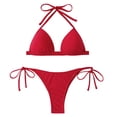 thumbnail image 6 of Fesfesfes Bikinis for Women Scoop Neck Swimsuit Solid Bikini Sexy Split Slim Split Swimsuit Set On Sale, 6 of 7