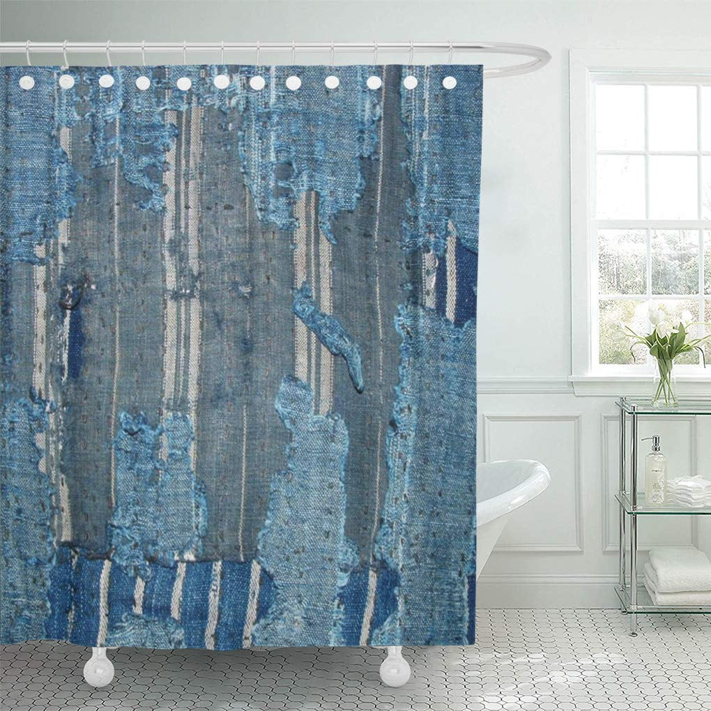 SUTTOM Fabrics 102 D Denim Distressed Blue Old Fashioned Styles Shower