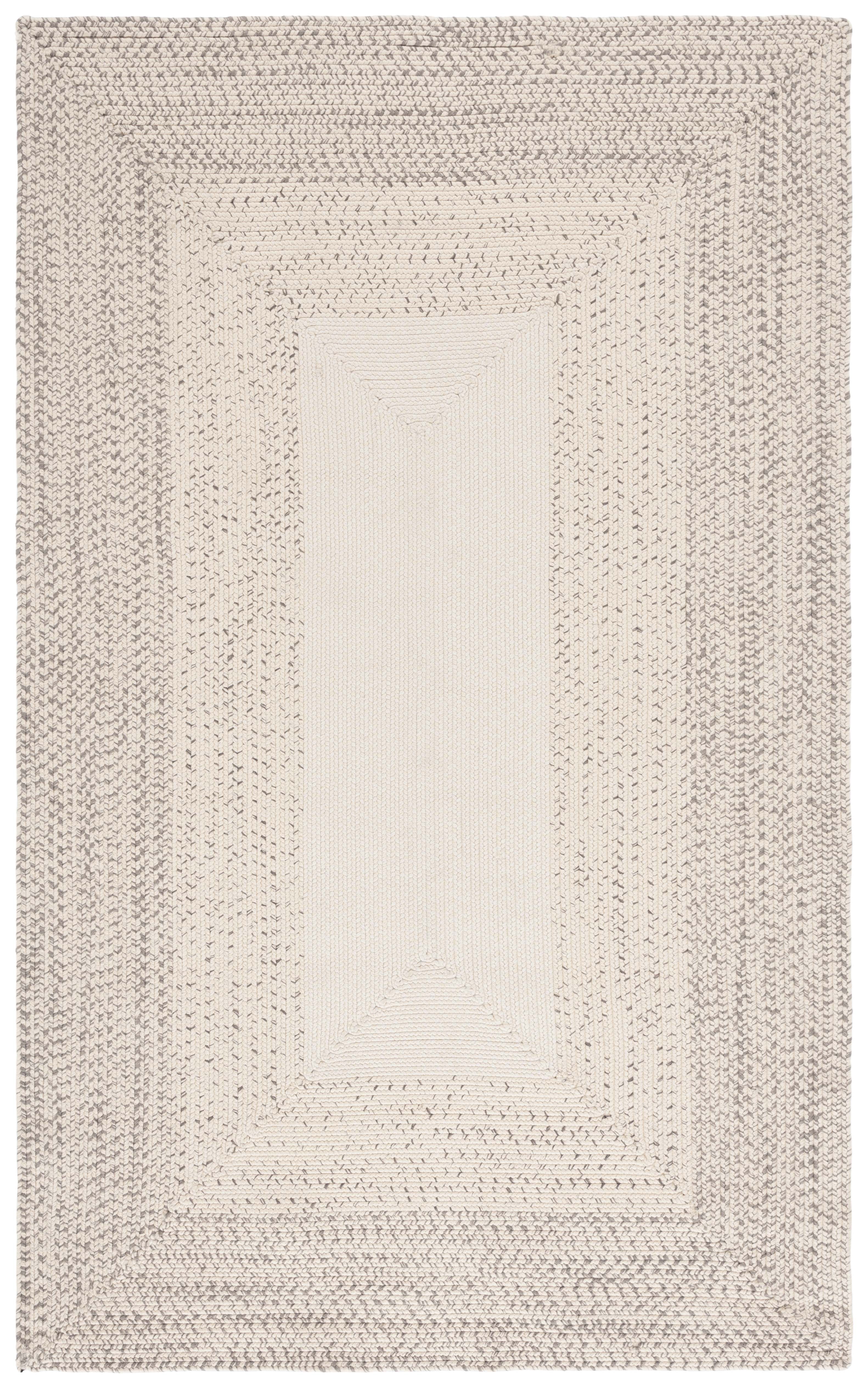 SAFAVIEH Braided Evangeline Bordered Machine Washable Reversible Area Rug, Ivory/Grey, 5' x 8'