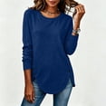 thumbnail image 5 of Zysthvn Pullover Womens Crewneck Sweatshirt Casual Lightweight Fall Solid Sweatshirts for Women Loose Fit Long Sleeve Tops, 5 of 8
