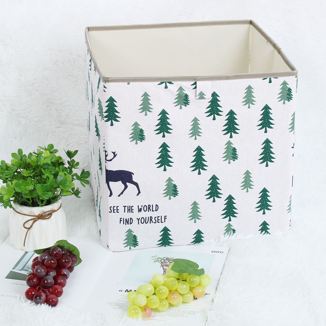 Storage Bin Cube Fabric Basket Organizer Box for Closet Floral 13 Inch