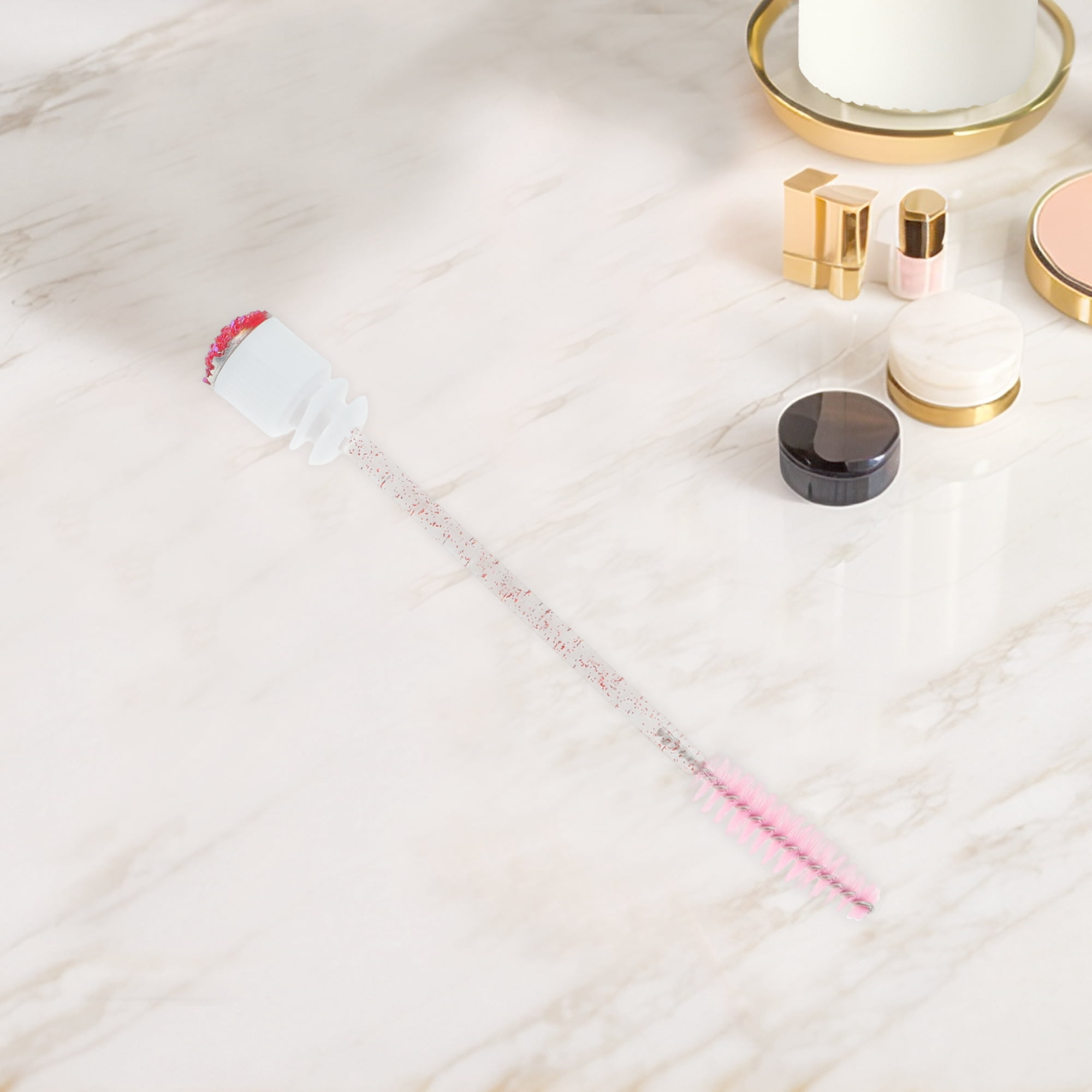 Unique Bargains 1 Pc Soft Reusable Eyelash Brush for Vacation in Tube Deep Pink