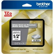 Brother P-touch TZe-ML35 White Print on Premium Matte Gray Laminated Tape 12mm