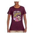 thumbnail image 2 of Wild Bobby Betty Boop Peace, Love and Girl Power Betty Boop Womens T-Shirt, Maroon, 3X-Large, 2 of 5