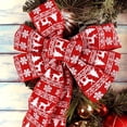 thumbnail image 4 of Red Fair Isle Christmas Bow - 10" Wide, 18" Long Pre-Tied Bow, Door Decor, Wreath, Winter, 4 of 4