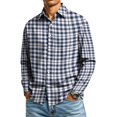 thumbnail image 2 of Button Down Flannel Shirt for Men Long Sleeve Plaid Casual Checkered Top Workwear Out Autumn Winter Soft Breathable Style White 2XL, 2 of 7