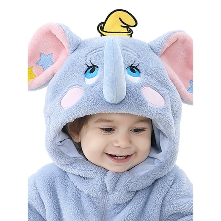 Baby Boy Girl Elephant Costume Winter Hooded Jumpsuit Toddler