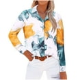 thumbnail image 4 of VerPetridure Hawaiian Button Down Shirts for Women Dressy Casual Hawaiian Shirts Long Sleeve Boho Tops Trendy Floral Tropical Summer Ladies Clothes, 4 of 5