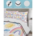 thumbnail image 4 of Quilts Twin Size Bedding Set, Rainbow Sunshine Lightweight Quilted Comforter, Rainy Cute Pink Border Soft Reversible Bedspread Coverlet with Pillow Covers for All Season, 68" x 86", 4 of 7