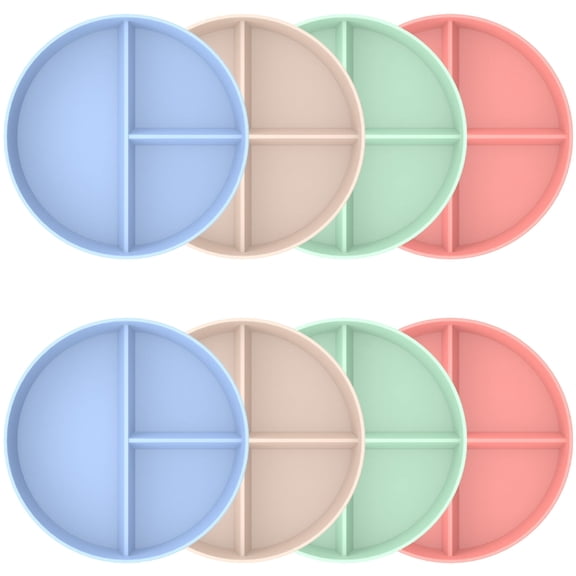 Jetcloudlive 8Pcs 9inch Divided Dinner Plates Unbreakable Portion Control Dinner Plates Reusable Plastic Baby Plates Stackable Divider Plates Microwave Safe for Kids Adults Dinner
