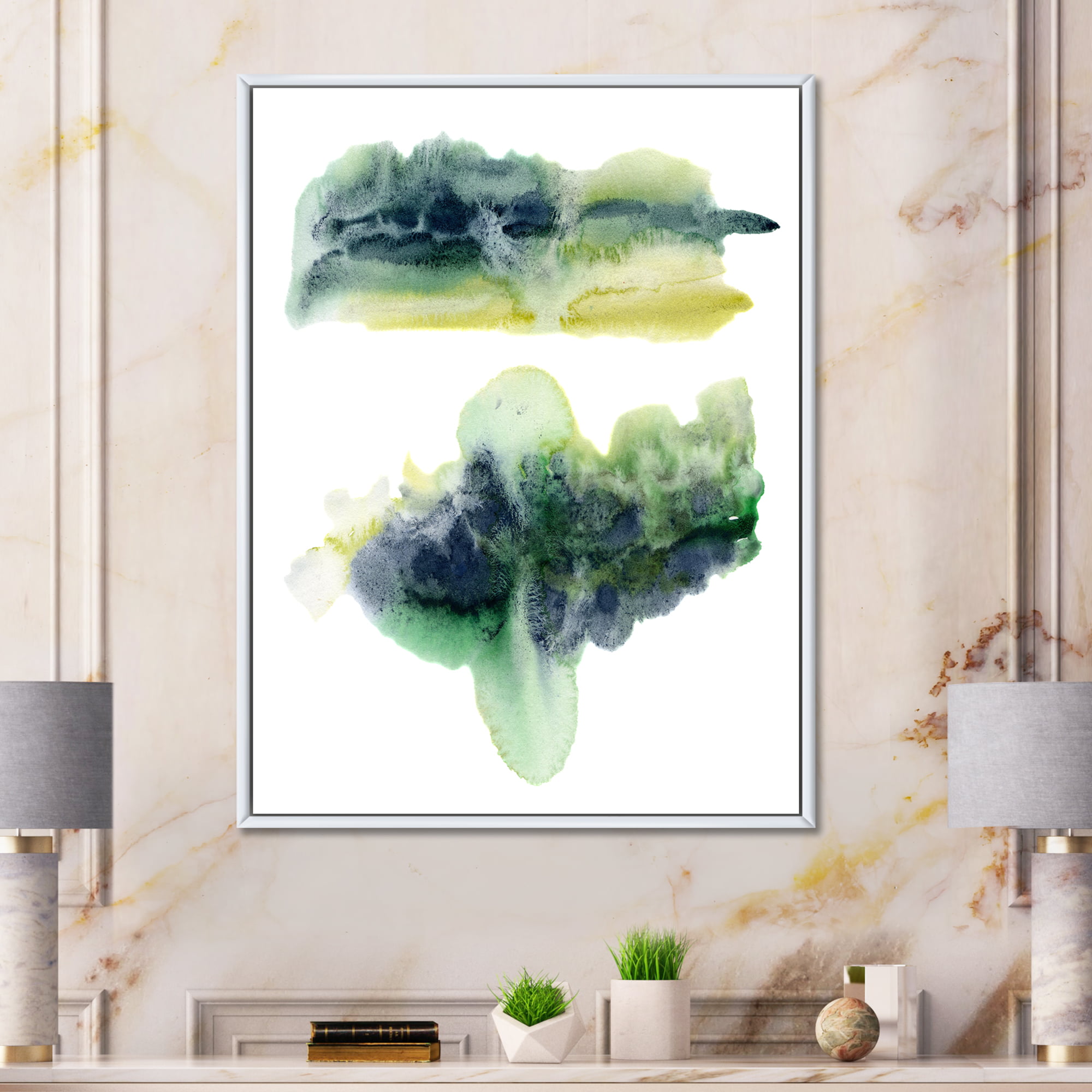Green Abstract Leaves Canvas Art PrintFramed Ready to Hang Wall Prints 