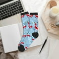 thumbnail image 6 of KLL Red Funny Crab on Blue Stripe Print Cool Socks Men's Women's Crew Socks Funny Crazy Novelty Stockings, 6 of 7