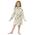 thumbnail image 6 of FORMRS Niños Bathrobe Unisex Hooded Robe Soft Plush Pajamas Sleepwear, Size 10-12T, Beige Leaves Plaid, 6 of 7