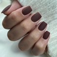 thumbnail image 1 of Uñas postizas cuadradas cortas en marrón mate, uñas postizas cuadradas cortas en granate, uñas acrílicas de gel suave para otoño e invierno (24 unidades), 1 of 1