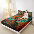 thumbnail image 3 of Castle Fairy Tribal African Woman Bed Sheets 4-Piece,Vintage Tribal Symbol Full Size Sheets,Orange Teal Gold,1 Fitted Sheet, 1 Flat Sheet and 2 Pillowcases, 3 of 6