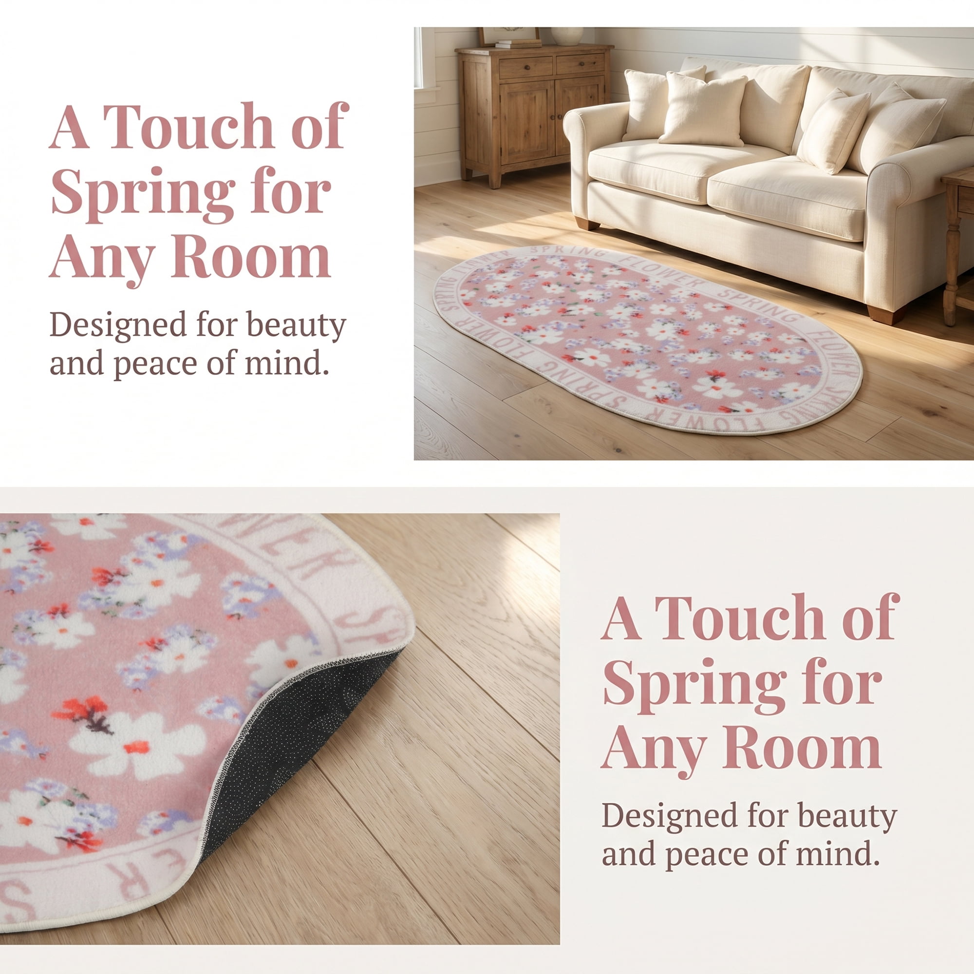 Unique Bargains Shaggy Area Rug Faux Fur Non-Slip Long Area Rug 47" x 16" Floral Pattern