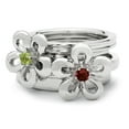 thumbnail image 2 of Red Garnet Flower Ring 1/10 Carat (ctw) in Sterling Silver, 2 of 4