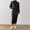 thumbnail image 4 of YHAJDS Women Casual Outfit Set,2 Piece Sets for Women Solid Color Half High Neck Long Sleeve Knit Top and Bodycon Midi Skirt Womens 2 Piece Set, 4 of 5