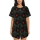 thumbnail image 1 of Fotbe Red Poker Conjunto de Pijama Estampado para Mujer, 2 Piezas, Ropa de Dormir con Camiseta de Manga Corta y Shorts Suaves-Large, 1 of 6