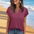 thumbnail image 5 of Turilly Trendy Solid V Neck T-Shirt for Women Women's Relaxed Fit Short Sleeve Soft Fabric Casual Daily Top, 5 of 6