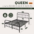 thumbnail image 7 of Einfach Queen Bed Frame, Metal Platform Bed with Vintage Headboard, No Box Spring Needed, Heavy Duty, Black, 7 of 7