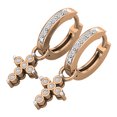 thumbnail image 3 of Dazzlingrock Collection Round White Diamond Cross Hoop Dangle Earrings for Women (0.15 ctw, Color I-J, Clarity I1-I2) in 18K Rose Gold, 3 of 5
