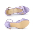 thumbnail image 4 of BLISSFUL STEP Women's Satin Knot Platform Stiletto Heel Sandals Purple 7.5, 4 of 7