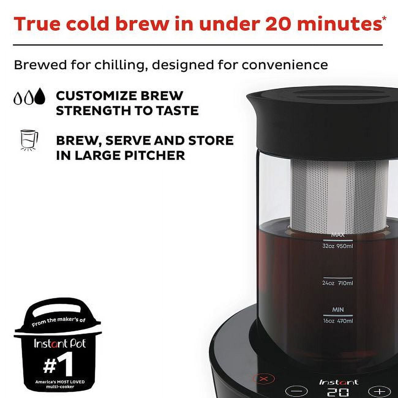 Electric Cold Brew Coffee Maker 2in1 Iced Coffee & Tea Maker Cordless