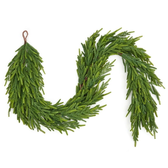9FT Real Touch Artificial Christmas Garland, Premium Norfolk Pine Faux Greenery for Staircase, Mantle, Fireplace, Indoor & Outdoor Decor