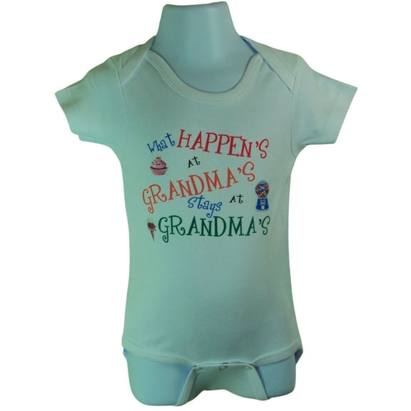 What Happens At Grandma Bodysuit Size 3-6 Mo (White) Boy / Girl