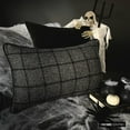 thumbnail image 3 of Halloween Decorative Lumbar Pillow Cover Gray, 12"x22" (30x55 cm) Wool Halloween Decor, Witchy Pillows, Wool, Checkered Cushion Cover, Check Modern Style - Woolly Plaid, 3 of 9