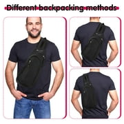 AOWOO Black Sling Bag, Lightweight One Strap Shoulder Chest Bag for Men Women, Small Waterproof Sling Backpack Fishing Bag for Hiking Walking Biking Travel Cycling, Nylon