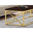 thumbnail image 3 of Monarch Specialties Table Basse Moderne pour Salon avec Structure en Métal, 44 Pouces L, Cappuccino / Or, 3 of 5