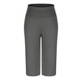 thumbnail image 4 of SBYOJLPB Women's Capris Casual Solid Color Elastic Waist Straight Leg Pants, 4 of 6