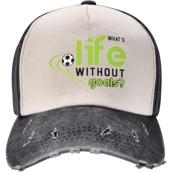 Funny Soccer Gift Womens Running Hat What's Life Without Goals? Running Caps for Mens Fashion Caps