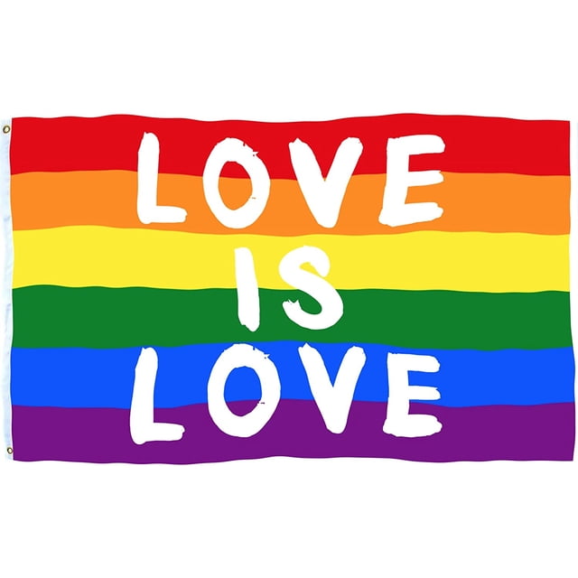 Bandera del arco iris del orgullo gay de 3x5 pies, bandera del mes del orgullo, bandera bisexual femenina, bandera Love Is Love, ojales de colores y latón, bandera del arco iris para interiores y ext JAMW Sencillez