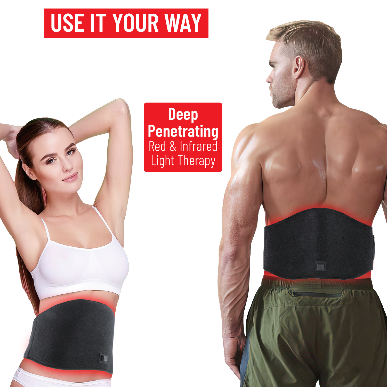 Rebelduck Red Light Therapy Belt, Heat Wrap Red Light Therapy Device for Body