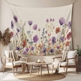 thumbnail image 2 of Purple Red Spring Floral Tapestry for Bedroom Wall Hanging Tapestry,Watercolor Botanical Summer Flowers Ceiling Backdrop Tapestries Poster Blanket Wall Decor for Teens Room Living Room Dorm 59" x 90", 2 of 8